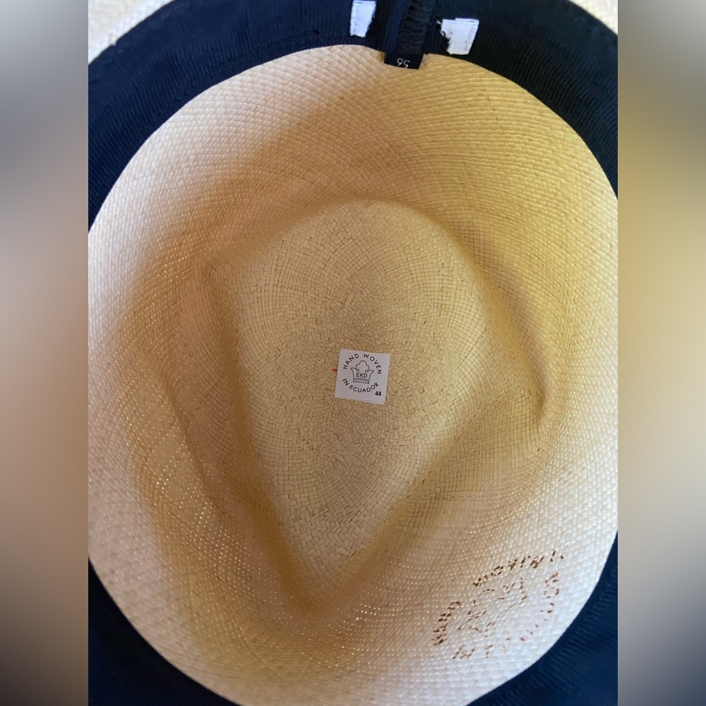 NWOT Cuyana Wide Brim Panama Hat in natural with black ribbon - Picture 4 of 7